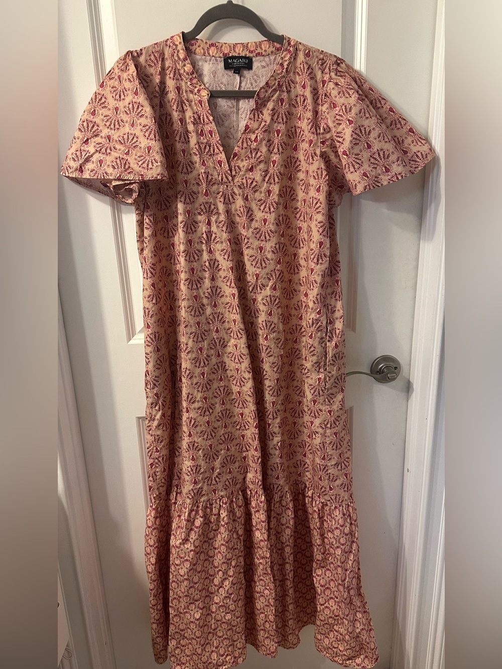 Margai Pink Printed Maxi Dress, Size Large